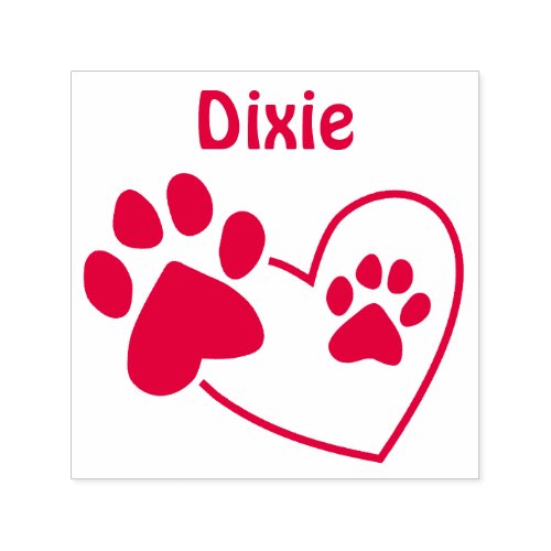 Personalized Name Dog Paw Prints On Heart Self_inking Stamp