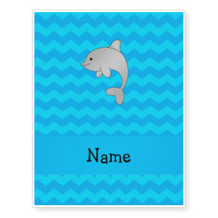 Personalized name dolphin blue chevrons temporary tattoos