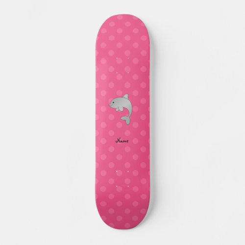 Personalized name dolphin pink polka dots skateboard deck