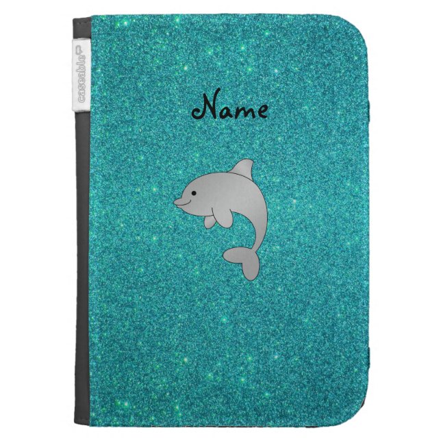 Personalized name dolphin turquoise glitter cases for kindle (Front)