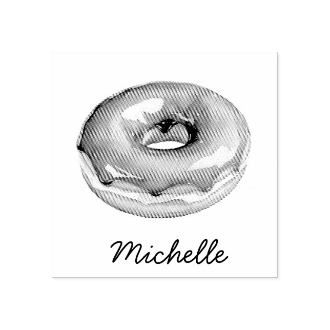 Personalized Name Donut  Rubber Stamp (Imprint)