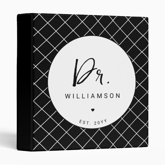 Personalized Name Dr Minimalist Doctor Graduation 3 Ring Binder (Front/Spine)
