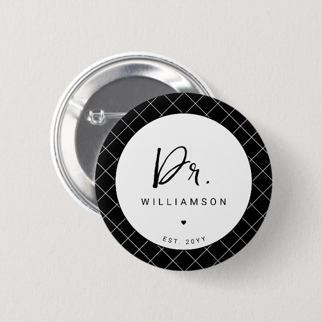 Personalized Name Dr Minimalist Doctor Graduation Button (Front & Back)