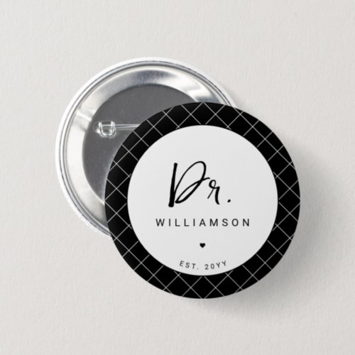 Personalized Name Dr Minimalist Doctor Graduation Button