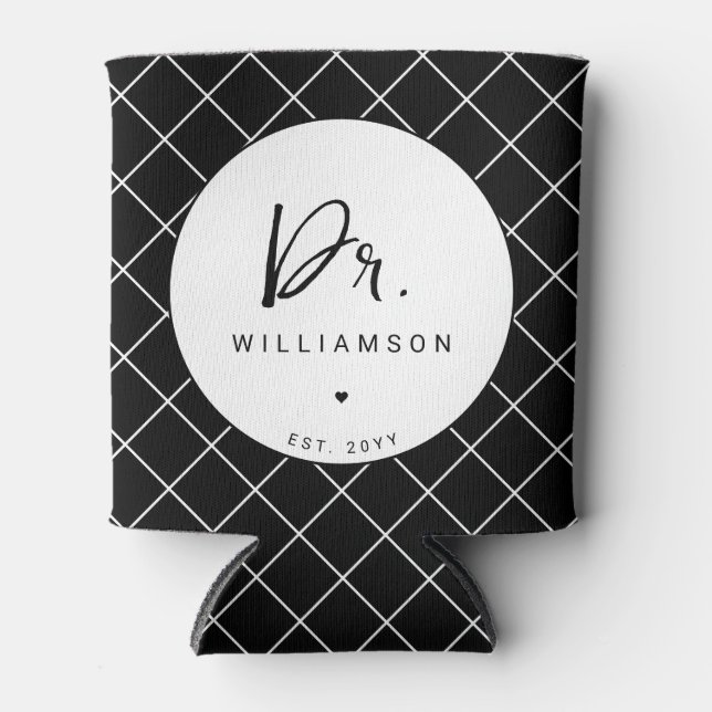 Personalized Name Dr Minimalist Doctor Graduation Can Cooler (Front)