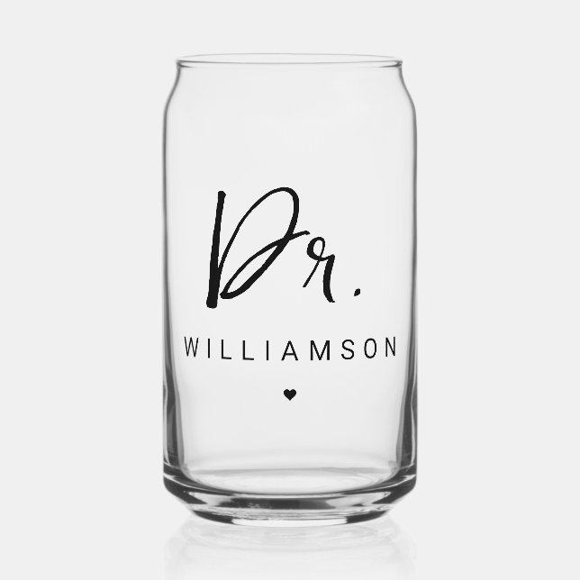 Personalized Name Dr Minimalist Doctor Graduation Can Glass (Front)