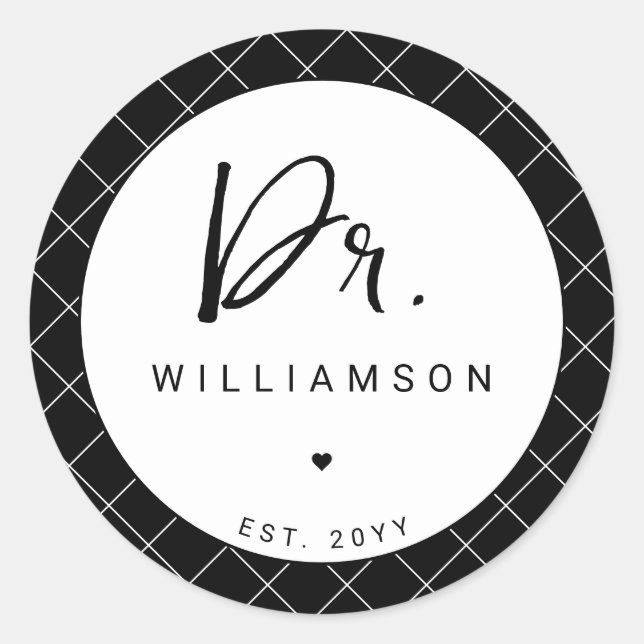 Personalized Name Dr Minimalist Doctor Graduation Classic Round Sticker (Front)