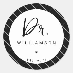 Personalized Name Dr Minimalist Doctor Graduation Classic Round Sticker