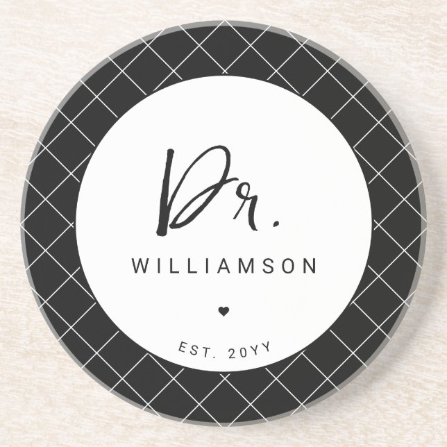 Personalized Name Dr Minimalist Doctor Graduation Coaster (Front)