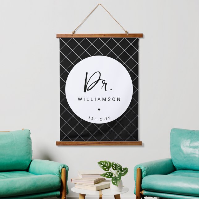 Personalized Name Dr Minimalist Doctor Graduation Hanging Tapestry (Living Room)