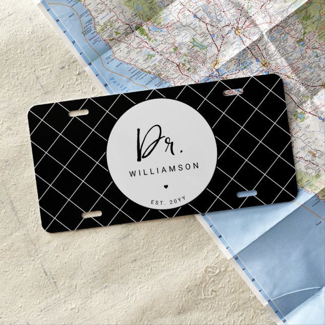 Personalized Name Dr Minimalist Doctor Graduation License Plate (In Situ)