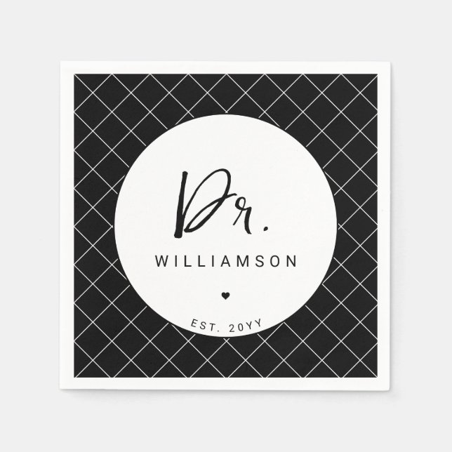 Personalized Name Dr Minimalist Doctor Graduation Napkins (Front)