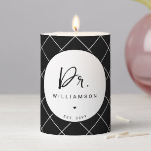 Personalized Name Dr Minimalist Doctor Graduation Pillar Candle