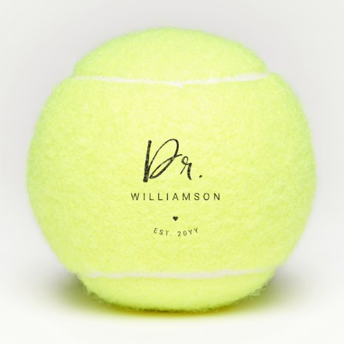 Personalized Name Dr Minimalist Doctor Graduation Tennis Balls