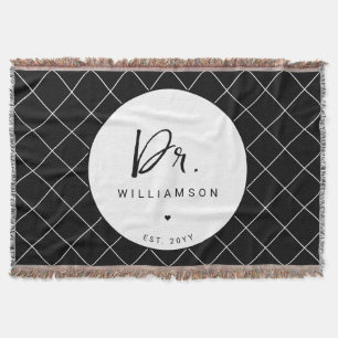 Personalized Name Dr Minimalist Doctor Graduation Throw Blanket