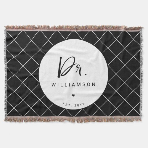 Personalized Name Dr Minimalist Doctor Graduation Throw Blanket