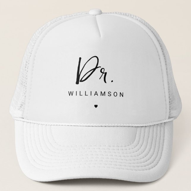 Personalized Name Dr Minimalist Doctor Graduation Trucker Hat (Front)