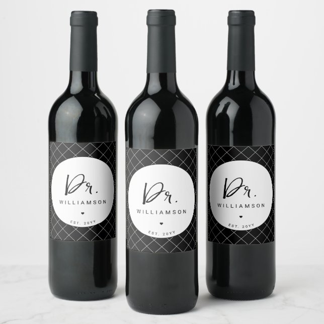 Personalized Name Dr Minimalist Doctor Graduation Wine Label (Bottles)