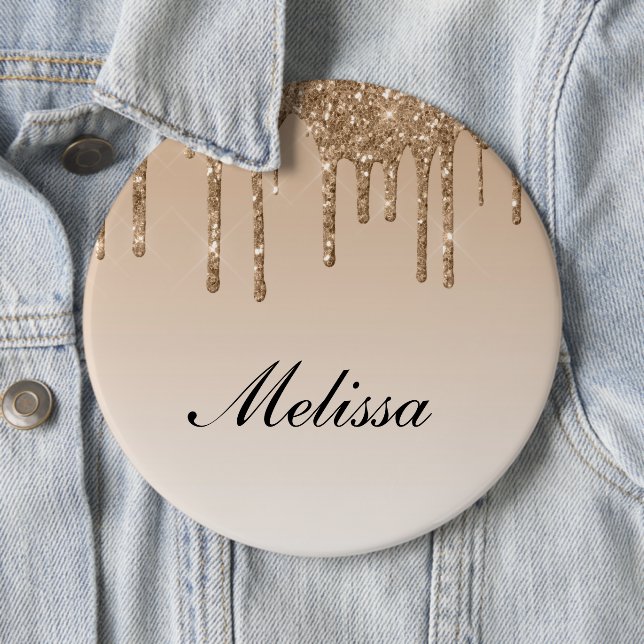 personalized name dripping glitter  button (In Situ)