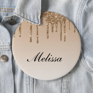 personalized name dripping glitter button