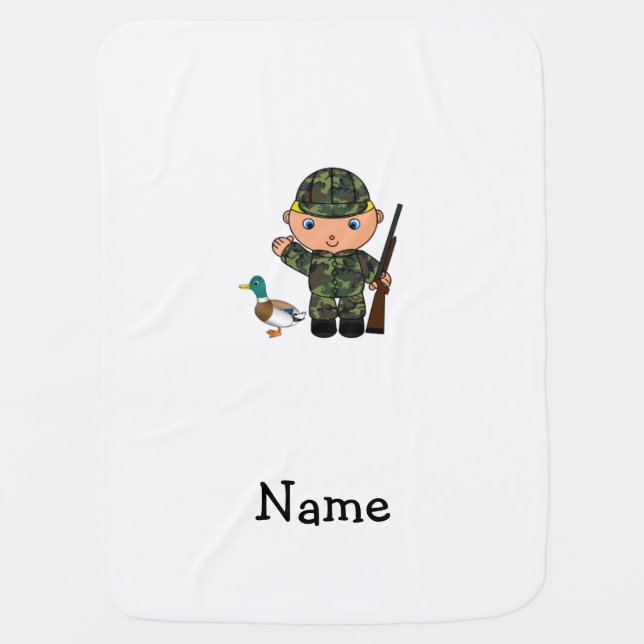 Personalized name duck hunter receiving blanket (Front)