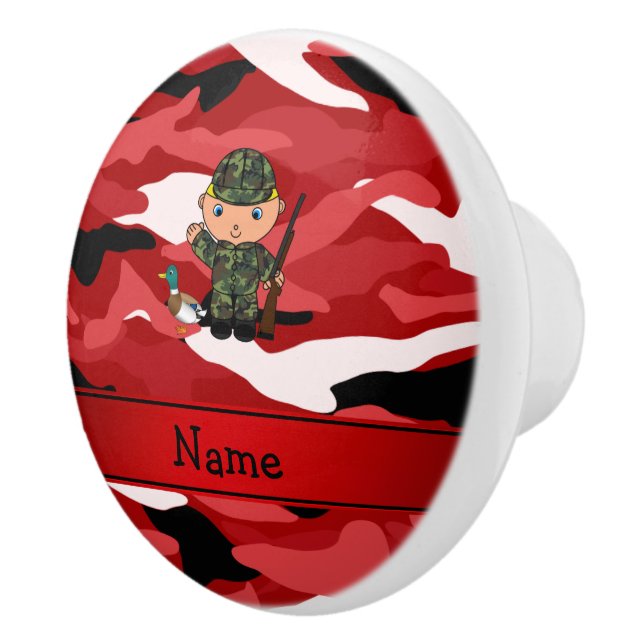 Personalized name duck hunter red camouflage ceramic knob (Right)