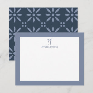 Personalized Name Dusty Blue Bow Note Card