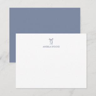 Personalized Name Dusty Blue Bow Note Card