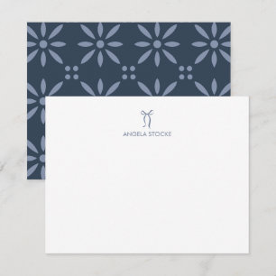 Personalized Name Dusty Blue Bow Note Card