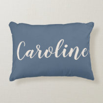 Personalized Name Dusty Blue Minimalist Script Accent Pillow