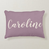 Personalized Name Dusty Purple Minimalist Script Accent Pillow