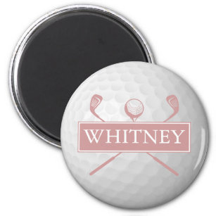 Personalized Name Dusty Rose Golf Ball  Magnet