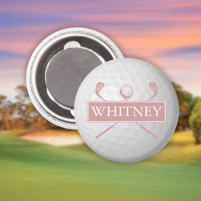 Personalized Name Dusty Rose Pink Golf Ball  Magnet (Personalized Name Dusty Rose Pink Golf Ball Magnet)