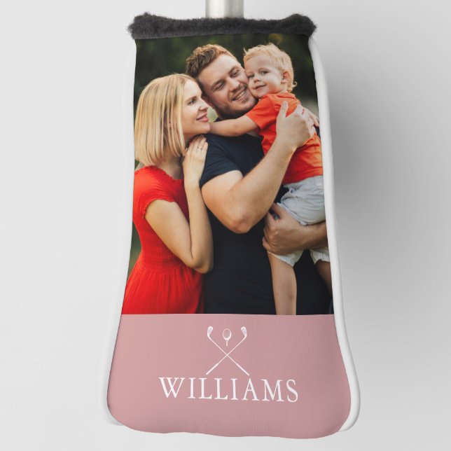 Personalized Name Dusty Rose Pink Photo Golf Head Cover (Rotate 90)