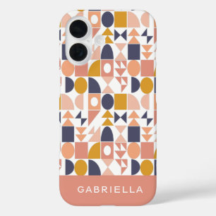 Personalized Name Earthy Geometric Boho Stylish iPhone 16 Case