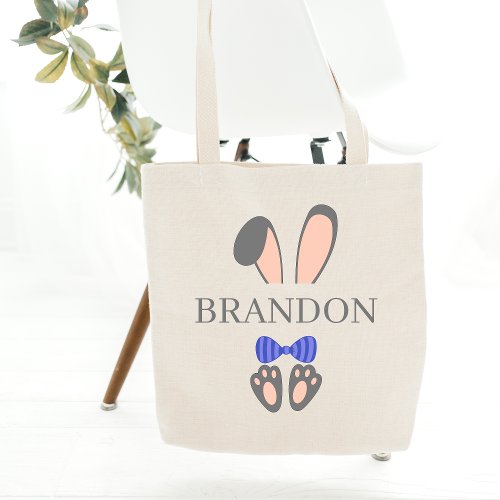 Personalized Name Easter Bunny With Bow Tie Tote Bag