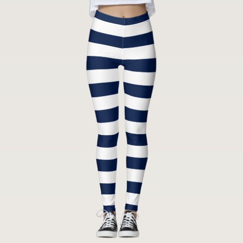 Personalized Name Editable Color and White Stripes Leggings