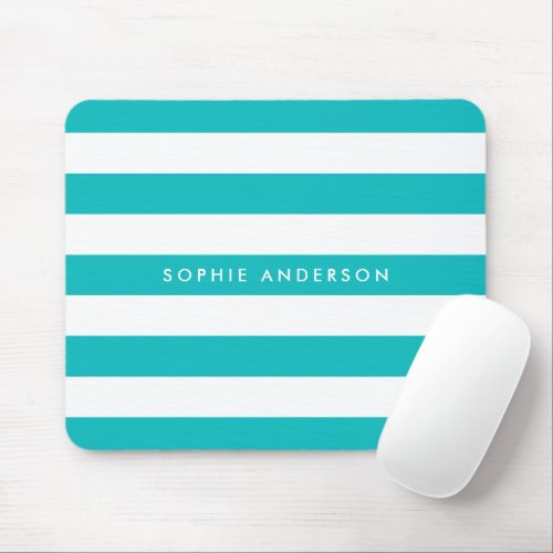 Personalized Name Editable Color and White Stripes Mouse Pad