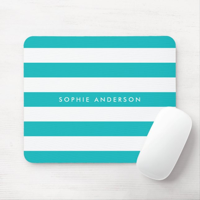 Personalized Name Editable Color and White Stripes Mouse Pad (With Mouse)