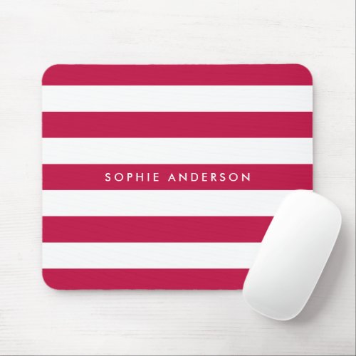 Personalized Name Editable Color and White Stripes Mouse Pad