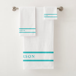 Personalized Name Editable Color Double Stripes Bath Towel Set