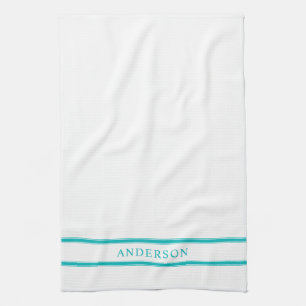 Personalized Name Editable Color Double Stripes Kitchen Towel