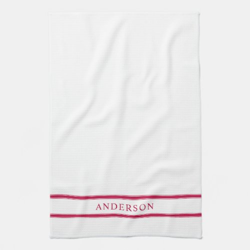 Personalized Name Editable Color Double Stripes Kitchen Towel
