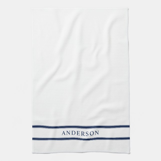 Personalized Name Editable Color Double Stripes Kitchen Towel (Vertical)