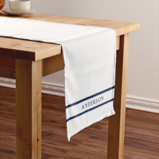 Personalized Name Editable Color Double Stripes Long Table Runner (In Situ)
