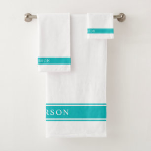 Personalized Name Editable Color Stripes Bath Towel Set