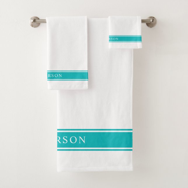 Personalized Name Editable Color Stripes Bath Towel Set (Insitu)