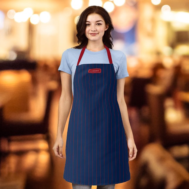 Personalized Name Editable Colors Classic Stripes Apron (Creator Uploaded)