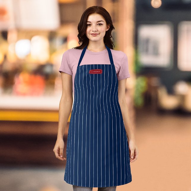 Personalized Name Editable Colors Classic Stripes Apron (Creator Uploaded)