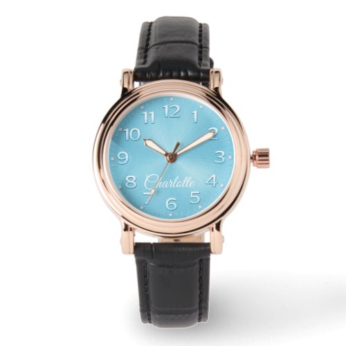 Personalized Name Elegant Blue Dial Watch